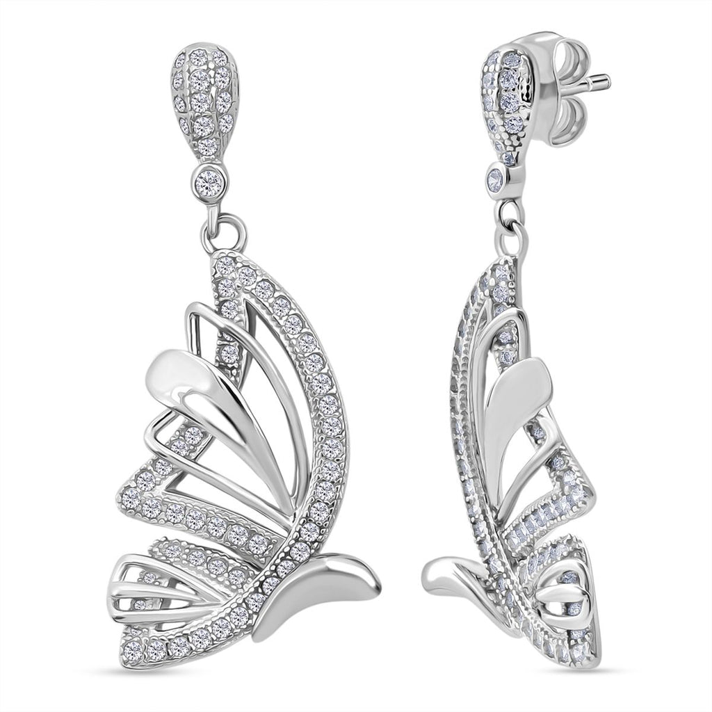 LUSTRO STELLA - Weißer Zirkonia Schmetterling Ohrringe 925 Silber rhodiniert