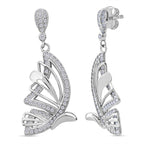 LUSTRO STELLA - Weißer Zirkonia Schmetterling Ohrringe 925 Silber rhodiniert
