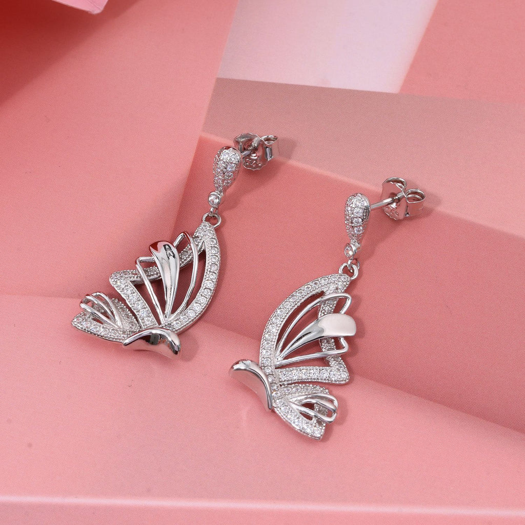LUSTRO STELLA - Weißer Zirkonia Schmetterling Ohrringe 925 Silber rhodiniert