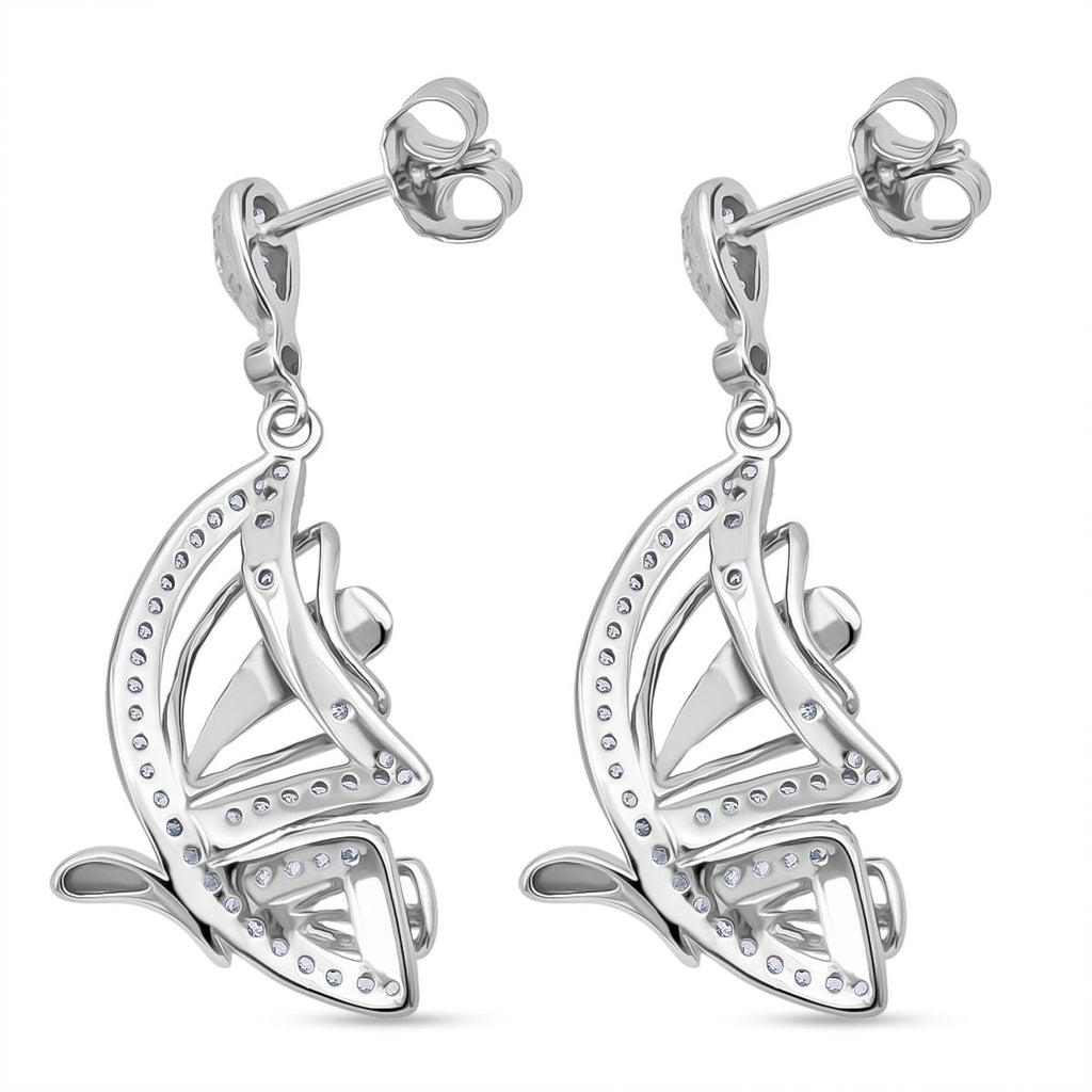 LUSTRO STELLA - Weißer Zirkonia Schmetterling Ohrringe 925 Silber rhodiniert