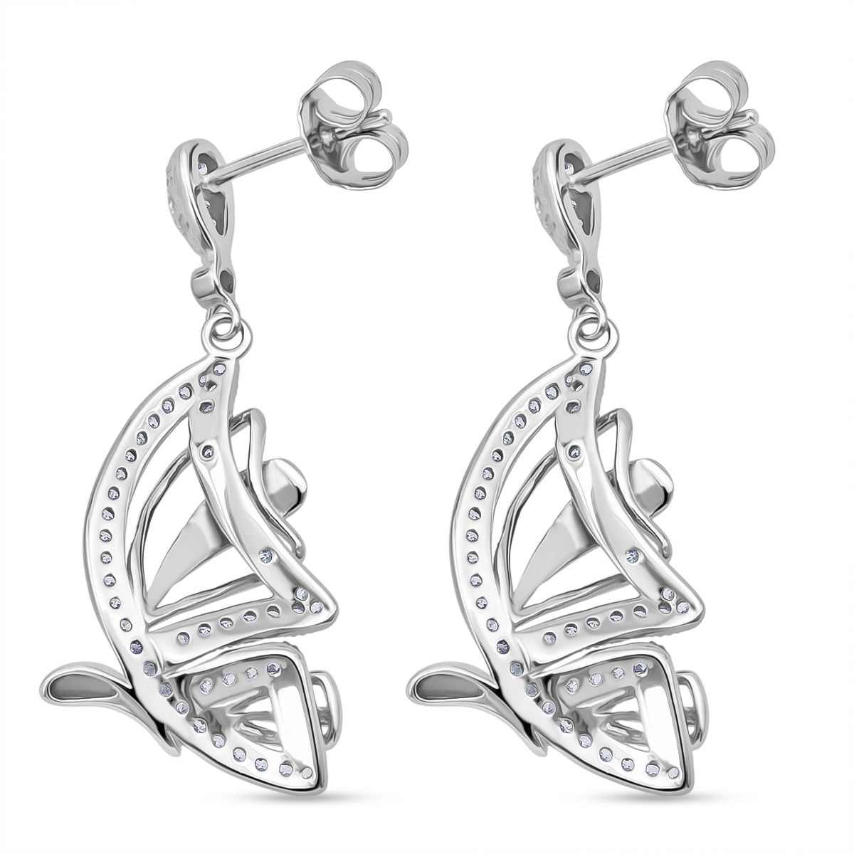 LUSTRO STELLA - Weißer Zirkonia Schmetterling Ohrringe 925 Silber rhodiniert