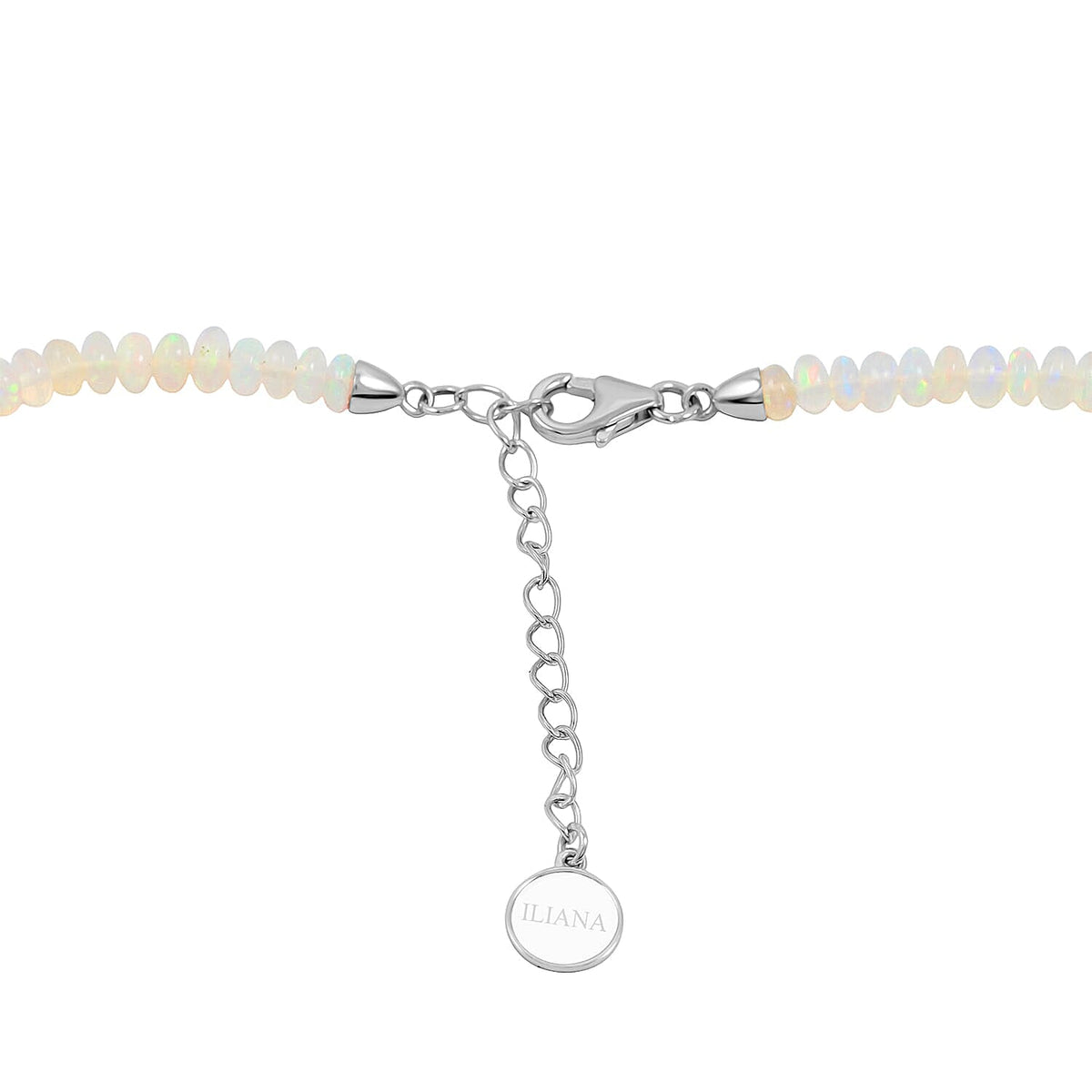 ILIANA - AAA Natürlicher, äthiopischer Welo Opal Halskette ca. 45 cm 750 Weißgold ca. 62.00 ct