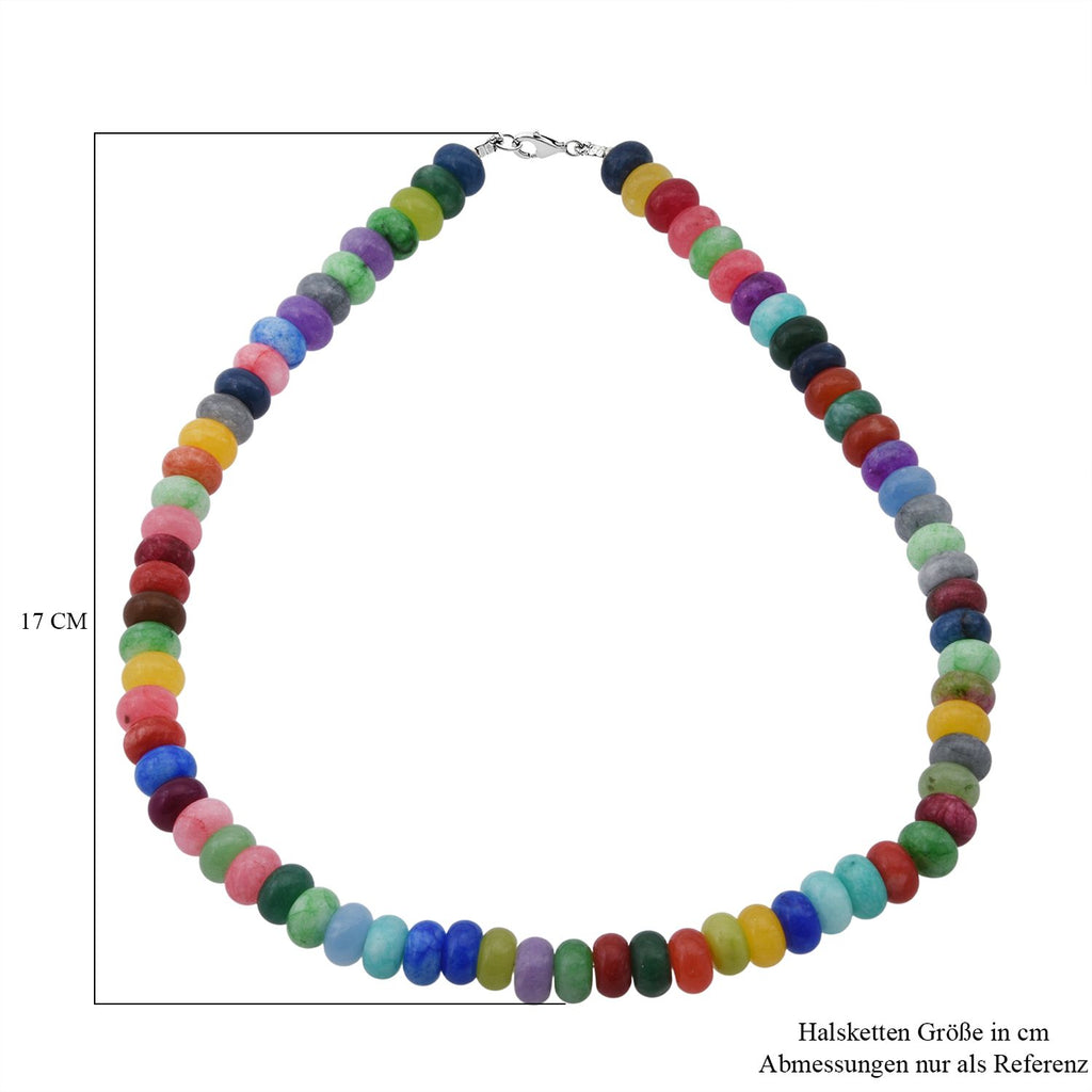 Mehrfarbiger Achat Halskette ca. 45 cm 925 Silber ca. 372,00 ct.