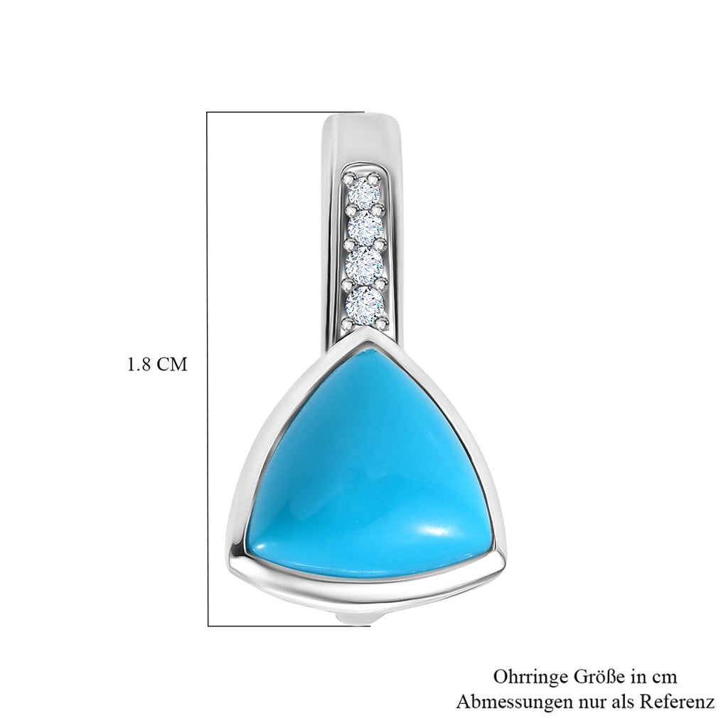 D'Joy AA Sleeping Beauty Türkis, Weißer Zirkon Ohrringe 925 Silber rhodiniert  (5-10 Werktage Lieferzeit) ca. 3.27 ct