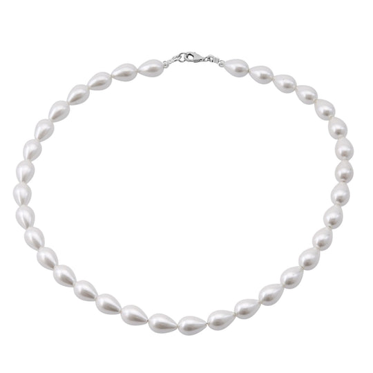 Goldene Muschelkernperle Halskette ca. 45 cm, 925 Silber