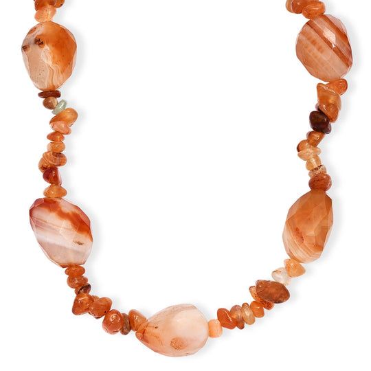 Mehrfarbige Edelsteine, Indischer Achat Halskette ca. 60 cm + 5 cm extender, 316L Edelstahl ca. 300.00 ct