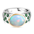 AA Natürlicher, äthiopischer Welo Opal, Smaragd Ring 925 Silber rhodiniert (Größe 17.00) ca. 2,89 ct