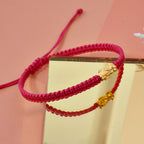 999 Gold Pixiu Armband, Flexibles, Pink
