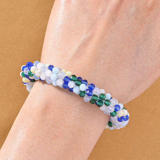 Mehrfarbiges Kristall Armband, flexibel (ca. 16.5 - 19 cm), Lila