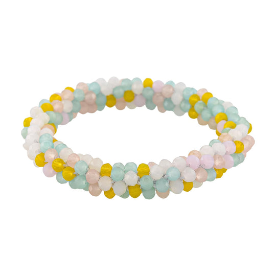 Mehrfarbiges Kristall Armband, flexibel (ca. 16.5 - 19 cm), Lila