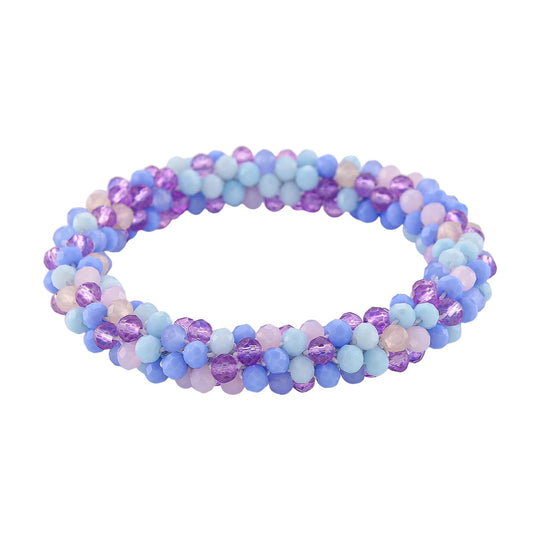 Mehrfarbiges Kristall Armband, flexibel (ca. 16.5 - 19 cm), Lila