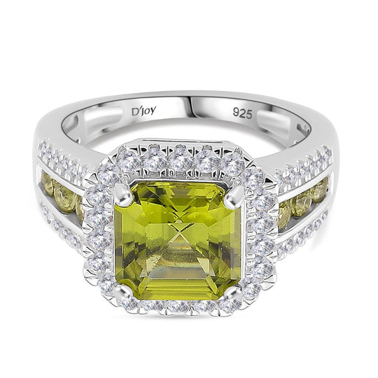 D'joy Natürlicher Peridot, Moissanit Ring 925 Silber rhodiniert (Größe 16.00) ca. 2.36 ct