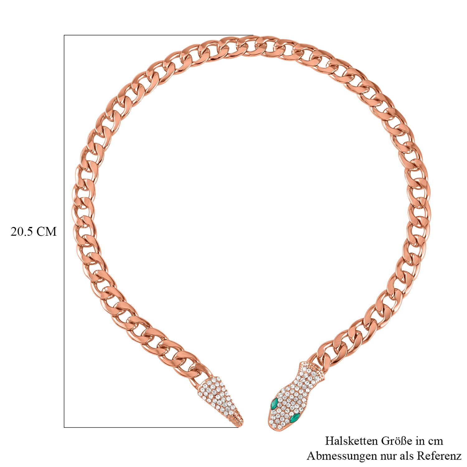 Grüner Kristall Halskette ca. 56 cm rosévergoldet