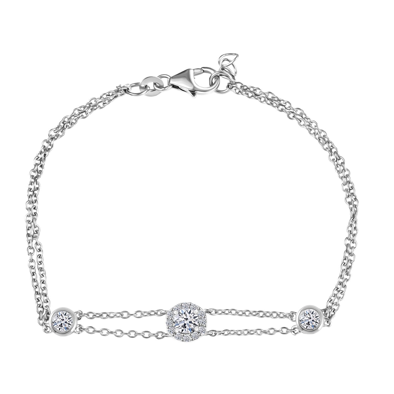 LUXURIANT DIAMOND - Lab Grown Diamant SI-GH SGL zertifiziert Armband ca. 19 cm 925 Silber rhodiniert ca. 1,00 ct.
