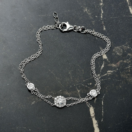 LUXURIANT DIAMOND - Lab Grown Diamant SI-GH SGL zertifiziert Armband ca. 19 cm 925 Silber rhodiniert ca. 1,00 ct.