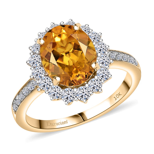 LUXURIANT  (10-16 Werktage Lieferzeit)  3,13 ct. AAA Heliodor und Labor Diamant Ring in 417 Gold