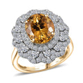 LUXURIANT DIAMOND - AAA Heliodor, Lab Grown Diamant Ring 417 Gold (Größe 20.00) ca. 4,60 ct