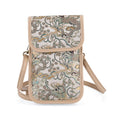 LA MAREY Brokat Handy Umhängetasche aus Seide und Echtleder, 12x19x3cm, Beige