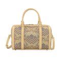 LA MAREY Brokat Crossbody Tasche aus Seide und Echtleder, 30x18x15cm, Beige