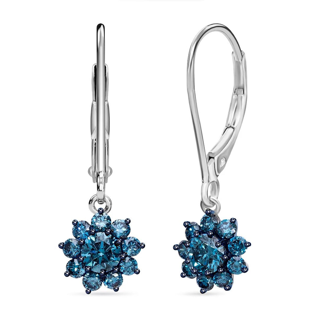 LUXURIANT DIAMOND - Lab Grown Blauer Diamant SI-GH SGL zertifiziert Ohrringe, 925 Silber rhodiniert ca. 1,00 ct.