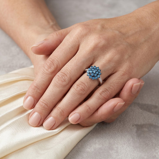 LUXURIANT DIAMOND -Lab Grown Blauer Diamant SI-GH, Lab Grown Diamant SI-GH SGL zertifiziert Ring 925 Silber rhodiniert (Größe 19.00) ca. 1.02 ct