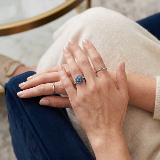 LUXURIANT DIAMOND -Lab Grown Blauer Diamant SI-GH, Lab Grown Diamant SI-GH SGL zertifiziert Ring 925 Silber rhodiniert (Größe 19.00) ca. 1.02 ct