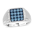 LUXURIANT DIAMOND - Lab Grown Blauer Diamant SI-GH SGL zertifiziert Ring 925 Silber rhodiniert (Größe 17.00) ca. 1.00 ct