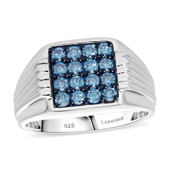 LUXURIANT DIAMOND - Lab Grown Blauer Diamant SI-GH SGL zertifiziert Ring 925 Silber rhodiniert (Größe 19.00) ca. 1.00 ct