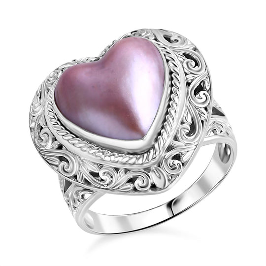 D'Joy Royal Bali- Rosa Mabe Perle (12mm) Ring, 925 Silber
