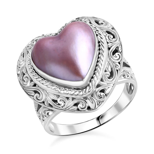D'Joy Royal Bali- Rosa Mabe Perle (12mm) Ring, 925 Silber