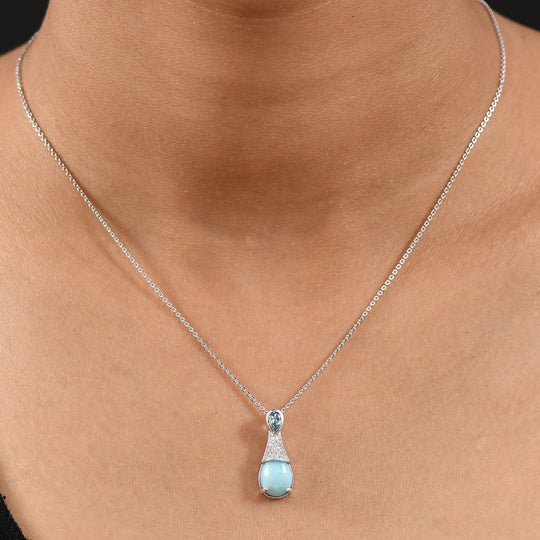 D'Joy Larimar, Himmelblauer Topas Anhänger 925 Silber rhodiniert ca. 2.78 ct