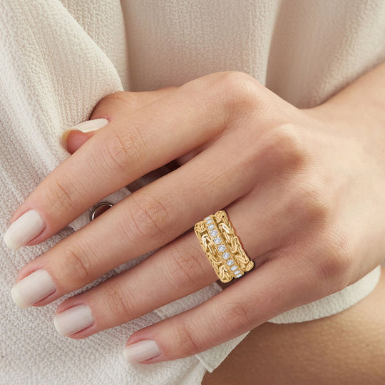 SHOPLC EXKLUSIV Royal Bali - Lab Grown Diamant SI-GH Ring 925 Silber (Größe 17.00) 916 Gelbgold Vermeil ca. 0.65 ct