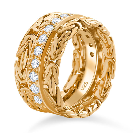 SHOPLC EXKLUSIV Royal Bali - Lab Grown Diamant SI-GH Ring 925 Silber (Größe 17.00) 916 Gelbgold Vermeil ca. 0.65 ct
