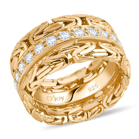 SHOPLC EXKLUSIV Royal Bali - Lab Grown Diamant SI-GH Ring 925 Silber (Größe 17.00) 916 Gelbgold Vermeil ca. 0.65 ct