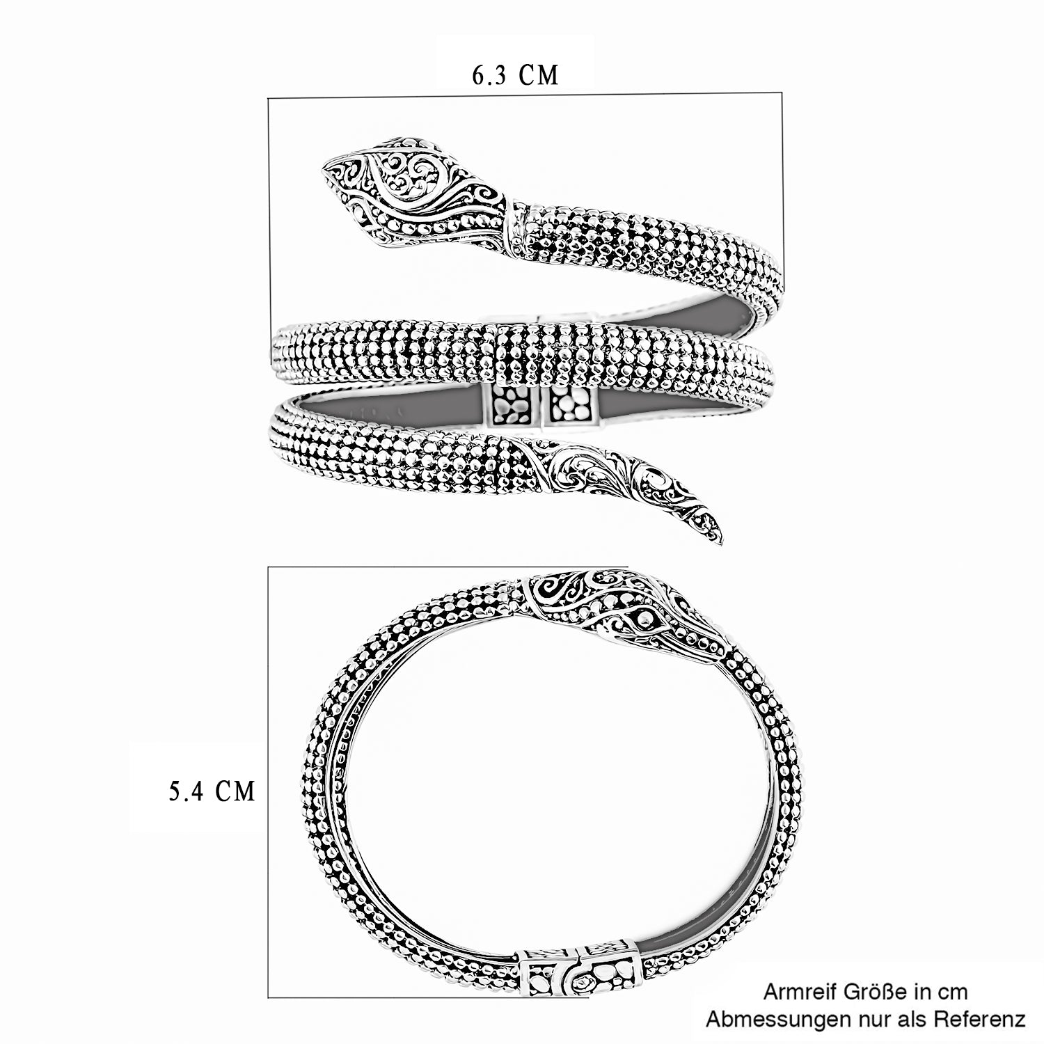 Royal Bali - 925 Silber Armreif ca. 19 cm ca. 42,72g