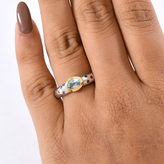 D'Joy Blauer Zirkon, Blauer Saphir Ring 925 Silber rhodiniert (Größe 19.00) ca. 1,41 ct