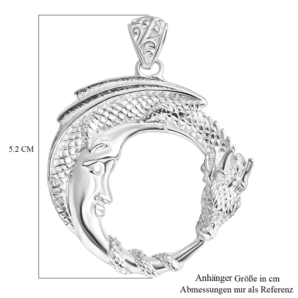 Royal Bali - 925 Silber Drachen mit Mond Anhänger 8,50g