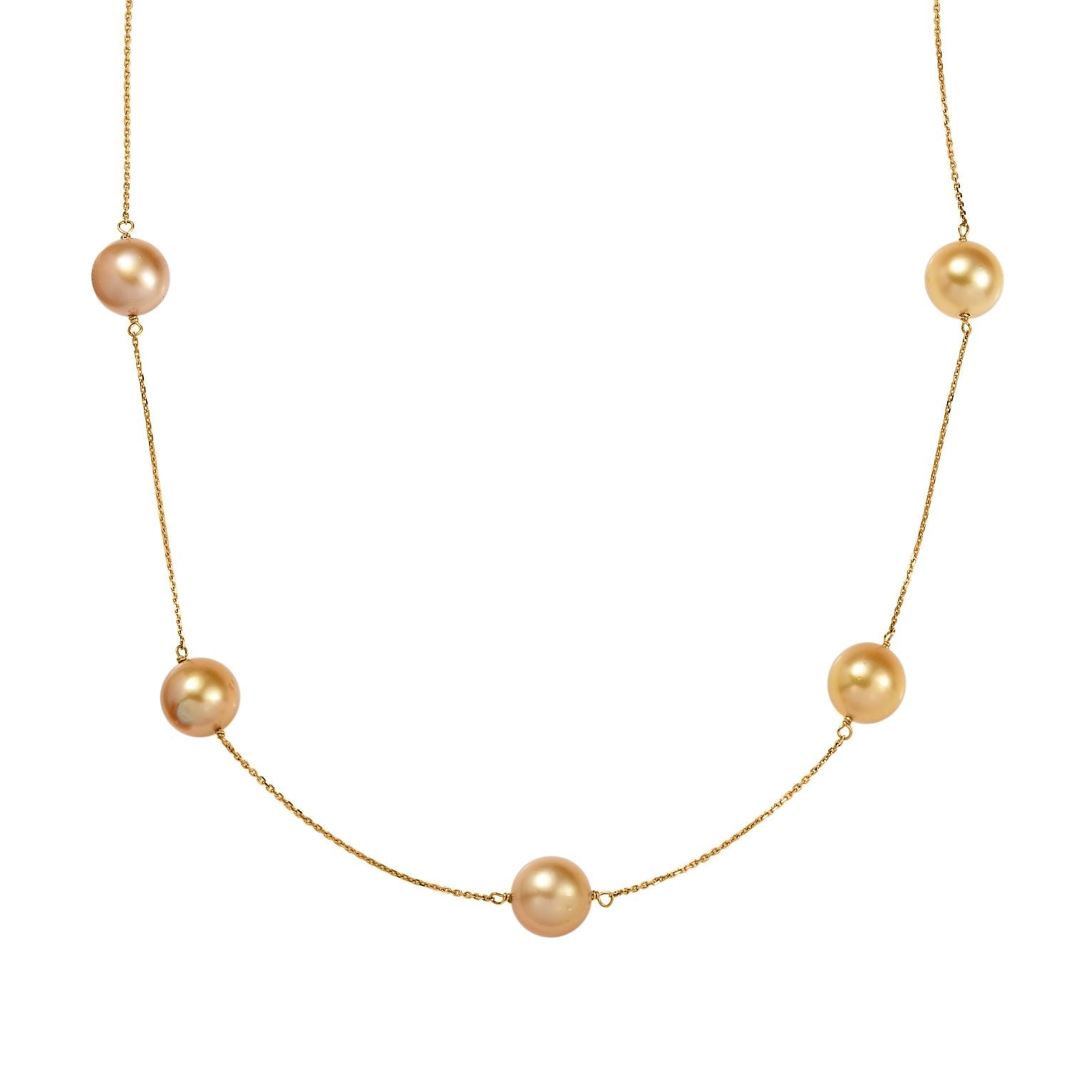 AAA Goldene Südsee Perle (7-8 mm) Halskette ca. 50 cm 750 Gold