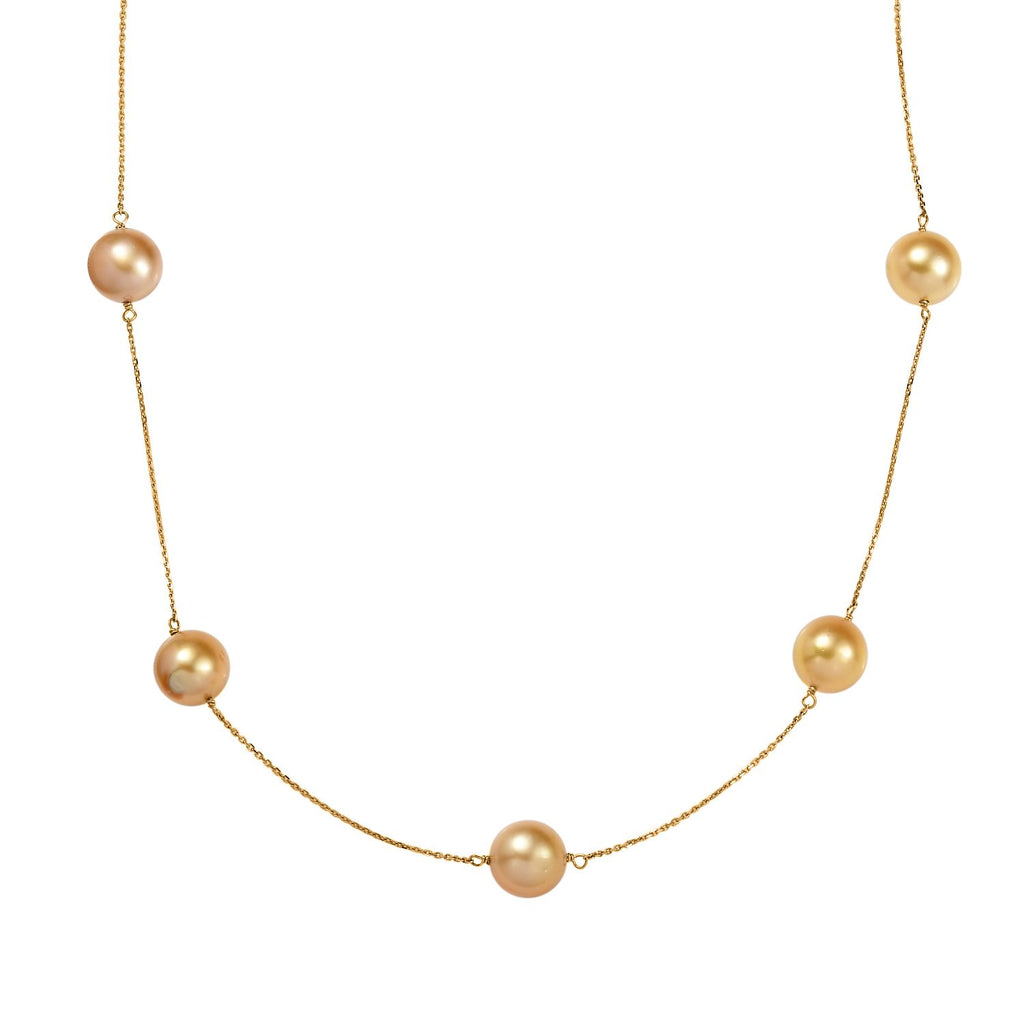 AAA Goldene Südsee Perle (7-8 mm) Halskette ca. 50 cm 750 Gold