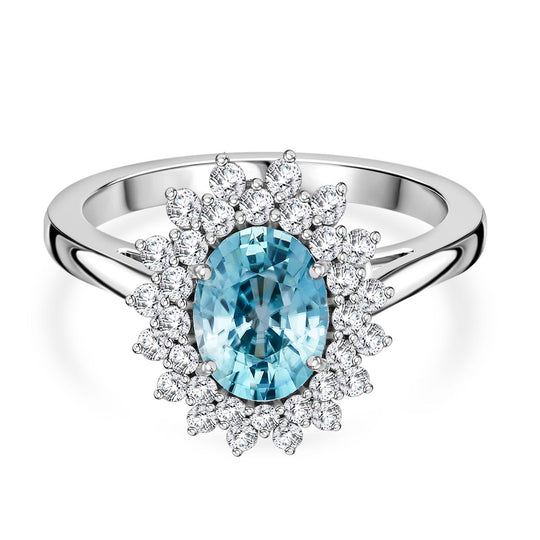 AAA Blauer Zirkon, Lab Grown Diamant Ring 375 Weiß Gold (Größe 19.00) ca. 5.14 ct