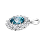 AAA Blauer Zirkon, Lab Grown Diamant Anhänger 375 Gold Weiß ca. 5,14 ct.