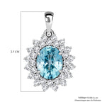 AAA Blauer Zirkon, Lab Grown Diamant Anhänger 375 Gold Weiß ca. 5,14 ct.