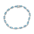 AA Blauer Zirkon, Lab Grown Diamant Armband ca. 20 cm 925 Silber rhodiniert ca. 14,10 ct.