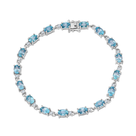 AA Blauer Zirkon, Lab Grown Diamant Armband ca. 20 cm 925 Silber rhodiniert ca. 14,10 ct.