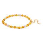 Weiße Süßwasser Perle (5-7 mm), Bernstein Armband, Flexibles ca. 19 cm + 5 cm Extender, 925 Silber vergoldet