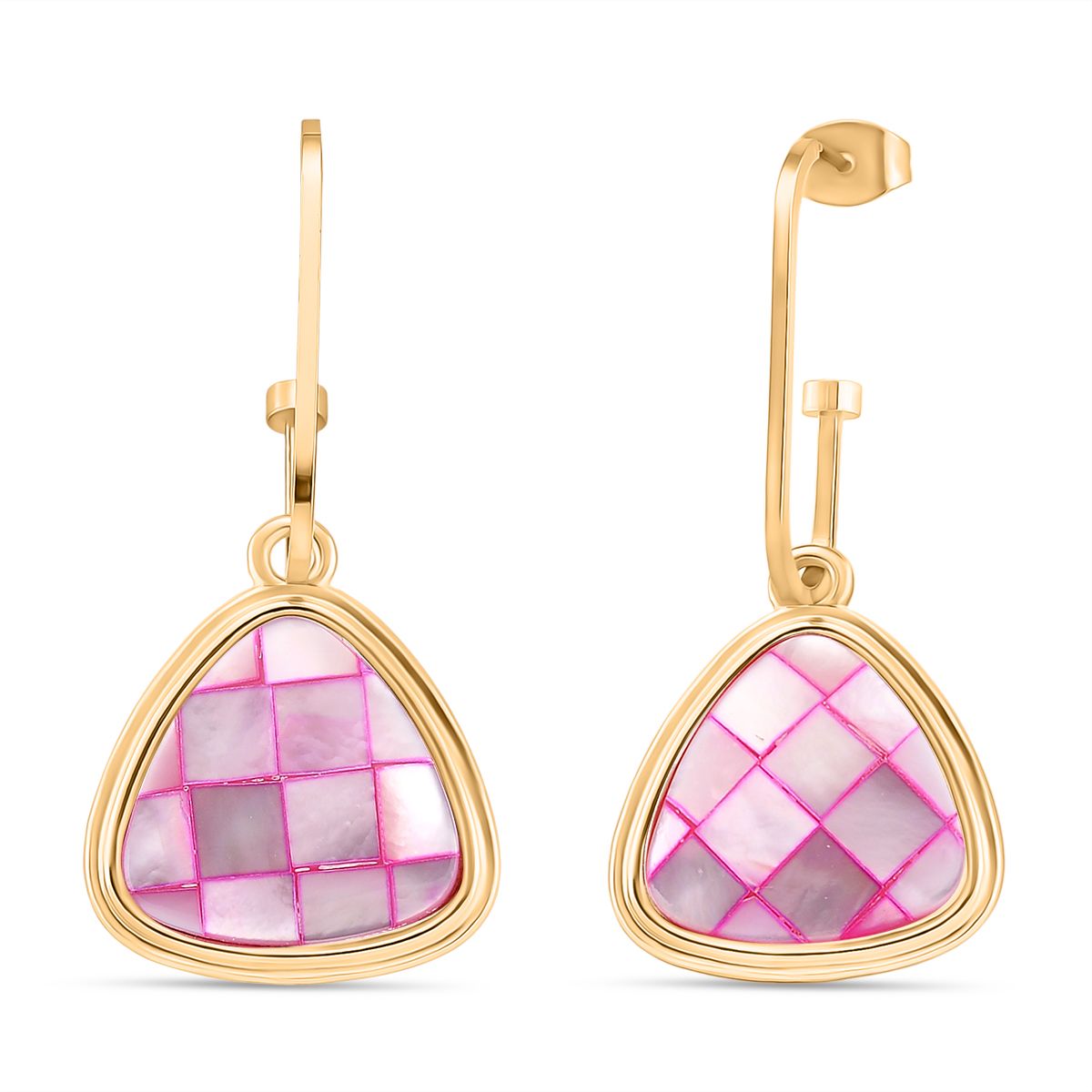 Rosa Muschelkernperlen Ohrringe, Legierung in Goldton
