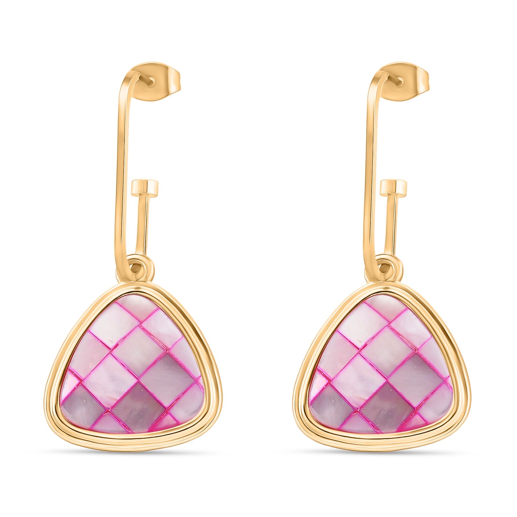 Rosa Muschelkernperle Ohrringe, Goldfarben