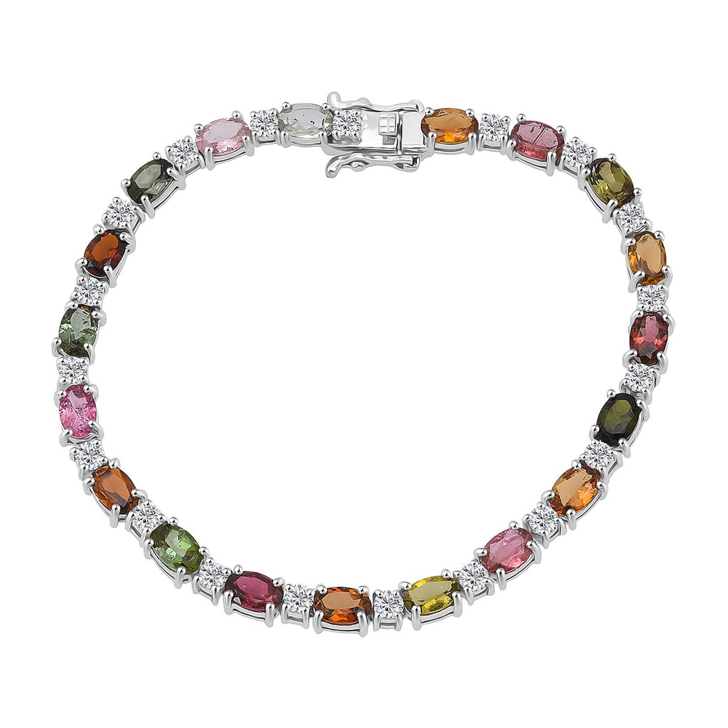 D'Joy AA Mehrfarbig-Turmalin, Moissanit Armband ca. 18.5 cm 925 Silber rhodiniert ca. 10,26 ct.