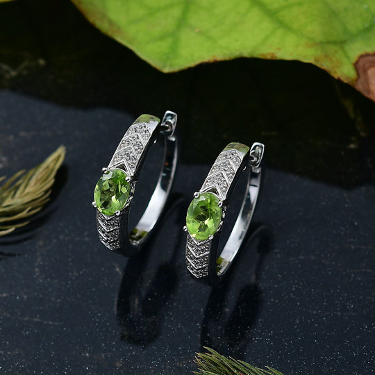 EVER TRUE Peridot, Weißer Zirkon Ohrringe Nickelfreies Messing, Goldfarben, ca. 1,76 ct.