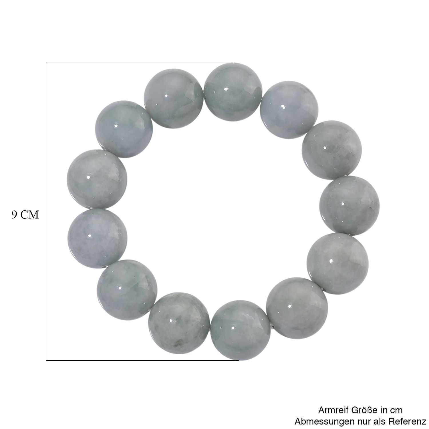 EXTREM SELTEN Natürliche Weiße Jadeit Jade (15-17mm) Armband, flexibel (ca. 18 - 19 cm), ca. 475.00 ct